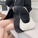Women Solid Color Nylon Tote Bag Crescent Zipper Top-handle Bag (White)