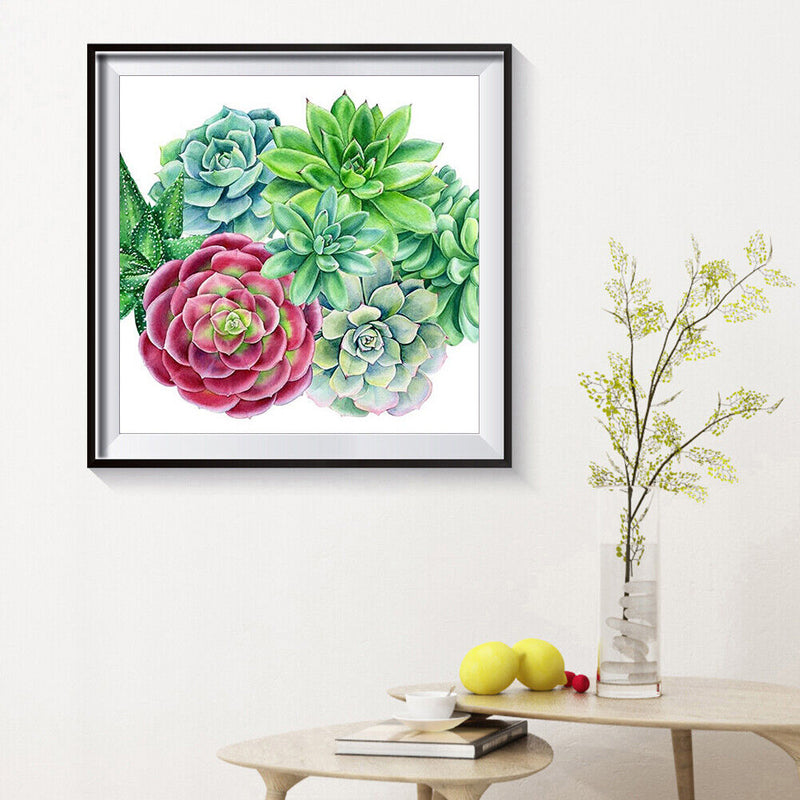 5D DIY Full Round Drill Diamond Painting Succulent Plants Embroidery Needlework