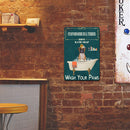 Bathing Dog Retro Metal Plate Tin Sign Plaque Poster for Bar Club Cafe Home