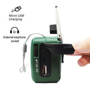 Solar Hand Crank Radio AM/FM Radio with LED Flashlight for Outdoor (Green) Newly