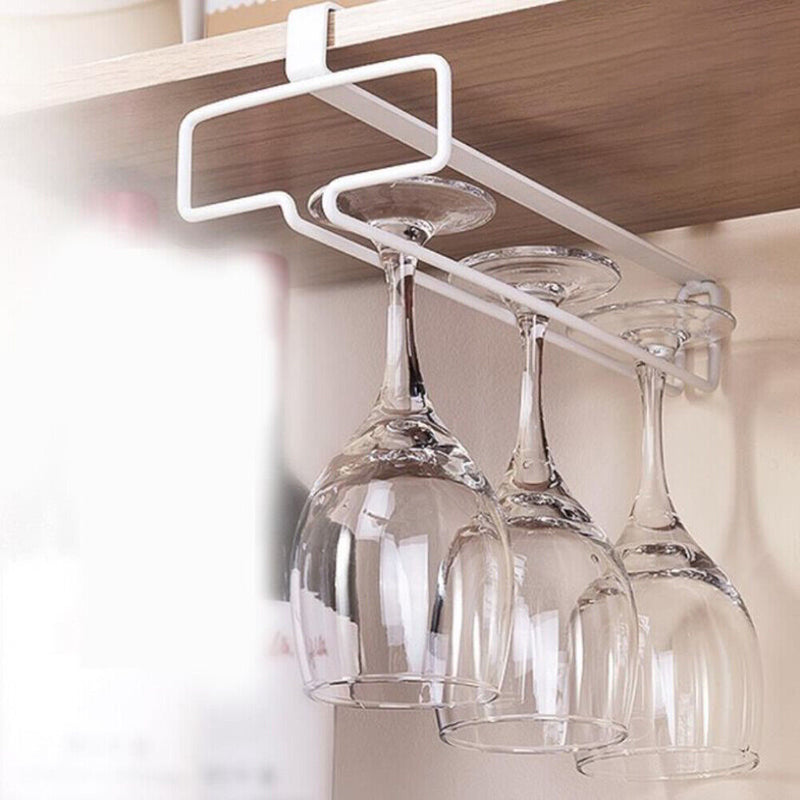 Home Wine Glass Holder Cabinet Stemware Organizer Rack Kitchen Tool (White)