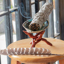Abalone Shell Smudge Kit Wooden Stand for White Sage Stick Home Decoration Craft