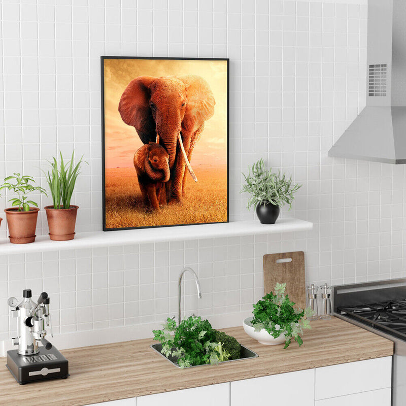 5D DIY Diamond Painting Snuggle Elephant Full Round Drill Cross Stitch Mosaic