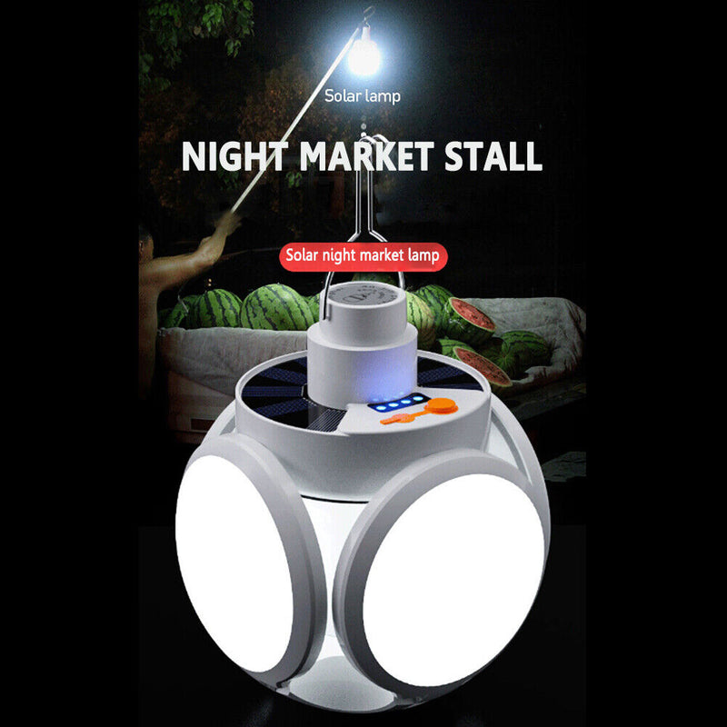 Solar 500lm Remote Control LED Lamp Hanging Tent Camping Light Bulb White