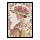14CT Full Cross Stitch Elegant Lady Stamped DIY Cotton Thread Printed Needlework