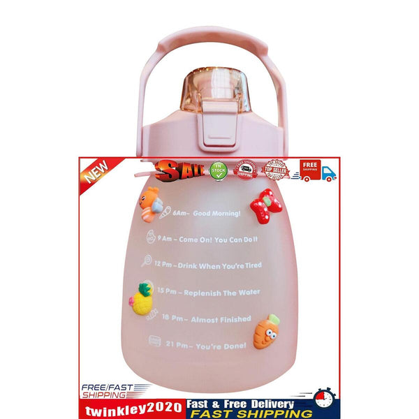Water Bottle - Cute Belly Bottles Water Jug with Time Marker 1.3L (Pink) Newly