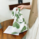 Fashion Women Love Print Plush Messenger Bag Autumn Winter Handbags (Green)