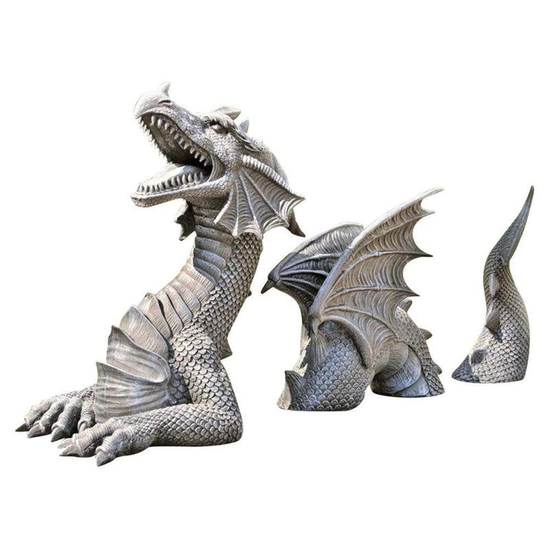 Gothic Dragon Statues Fantasy Animal Dragon Figures Garden Decor (2pcs)