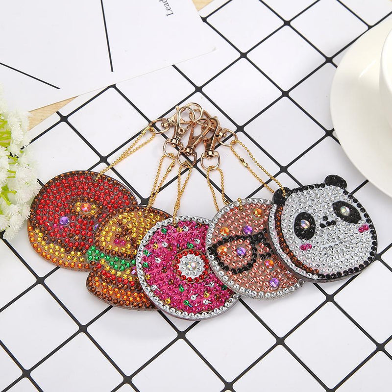 5pcs DIY Full Drill Special Diamond Painting Keychain Donuts Pendant Gift Newly