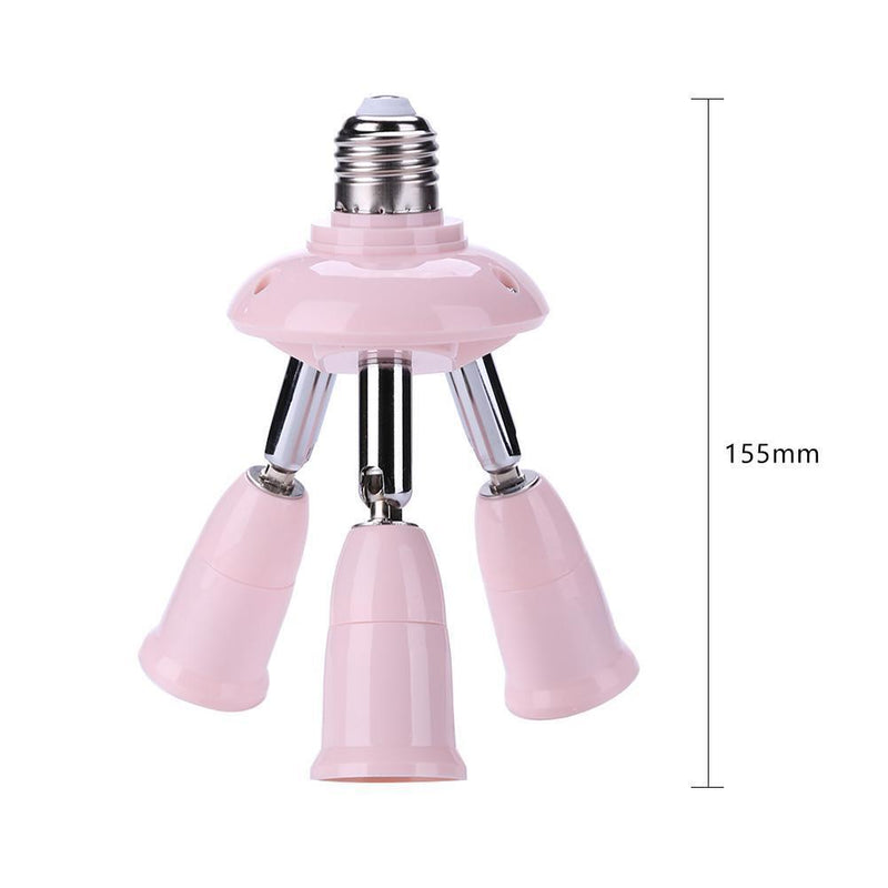 3 in 1 E27 to E27 Lamp Base Socket Splitter LED Light Bulb Holder (Pink)