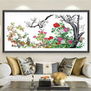 Partial Cross Stitch Flower Compete 14CT Printed Needlework Handmade Wall Art