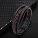 Multi-Layer PU Leather Charm Braided Bracelet Women Men Circle Bangles Jewelr