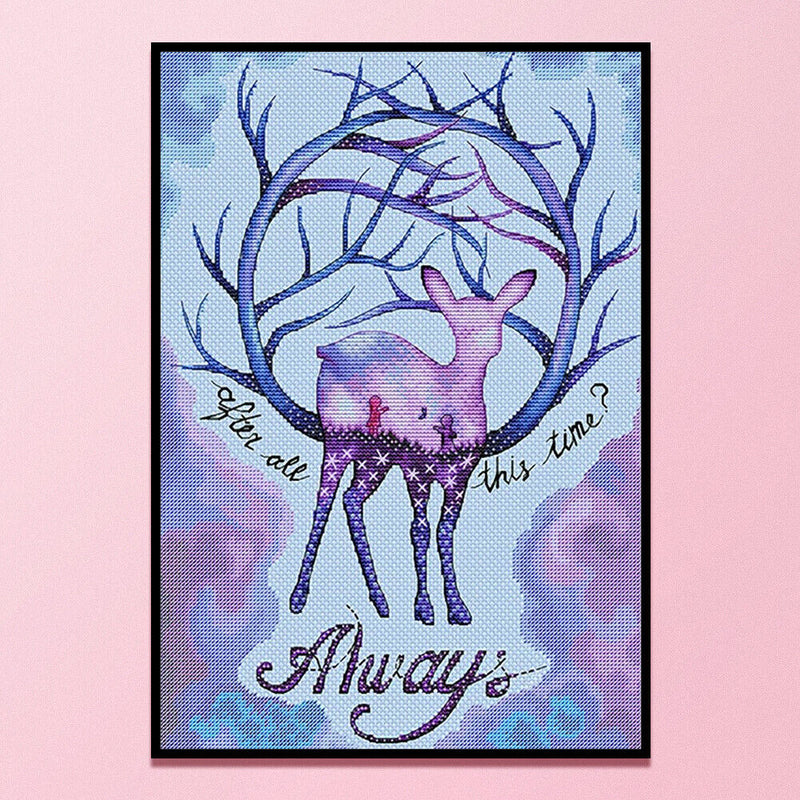 11CT Full Cross Stitch Elk Stamped DIY Kits Handmade Cotton Thread Embroidery