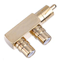 RCA Male to 2 RCA Female Right Angle Audio Plug Splitter Adapter Connector Newly