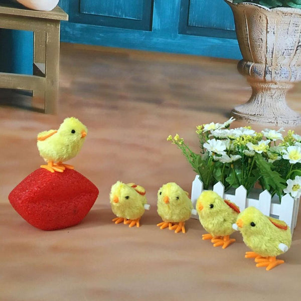 Plush Jumping Cartoon Chicken Baby Children Plush Fluffy Clockwork Toys N0S0
