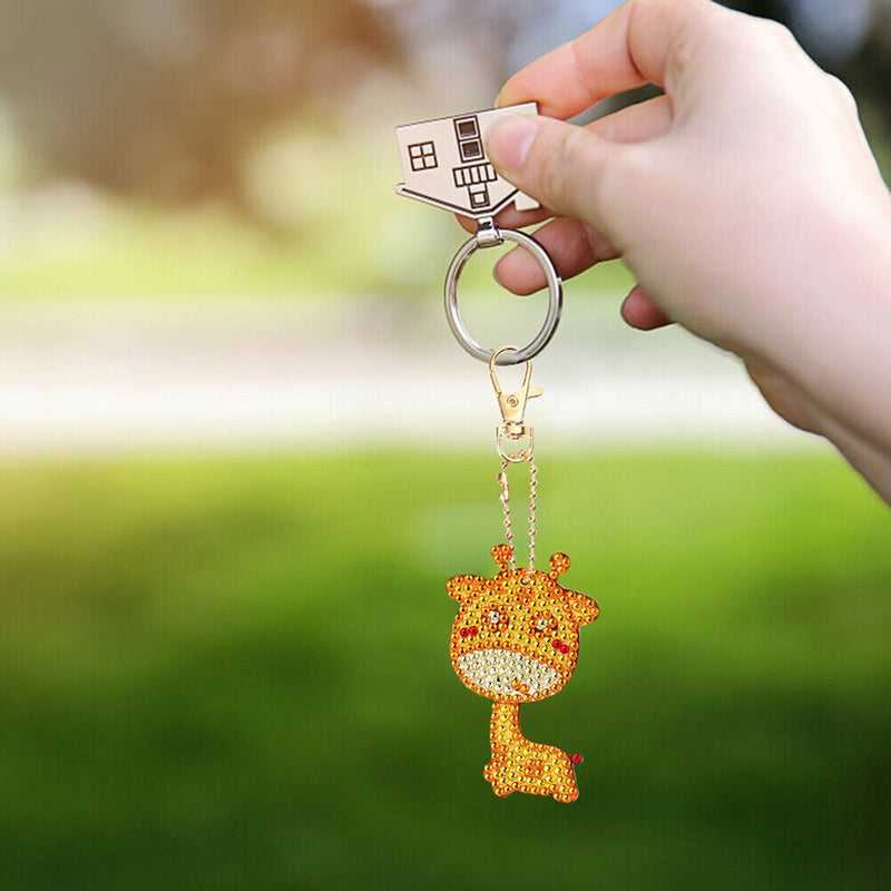 4pcs DIY Diamond Giraffe Keychain Full Special Shaped Drill Painting Kit Newly