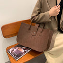 Autumn Winter Felt Female Solid Color Tote Bag Women High Capacity Shopper Bag