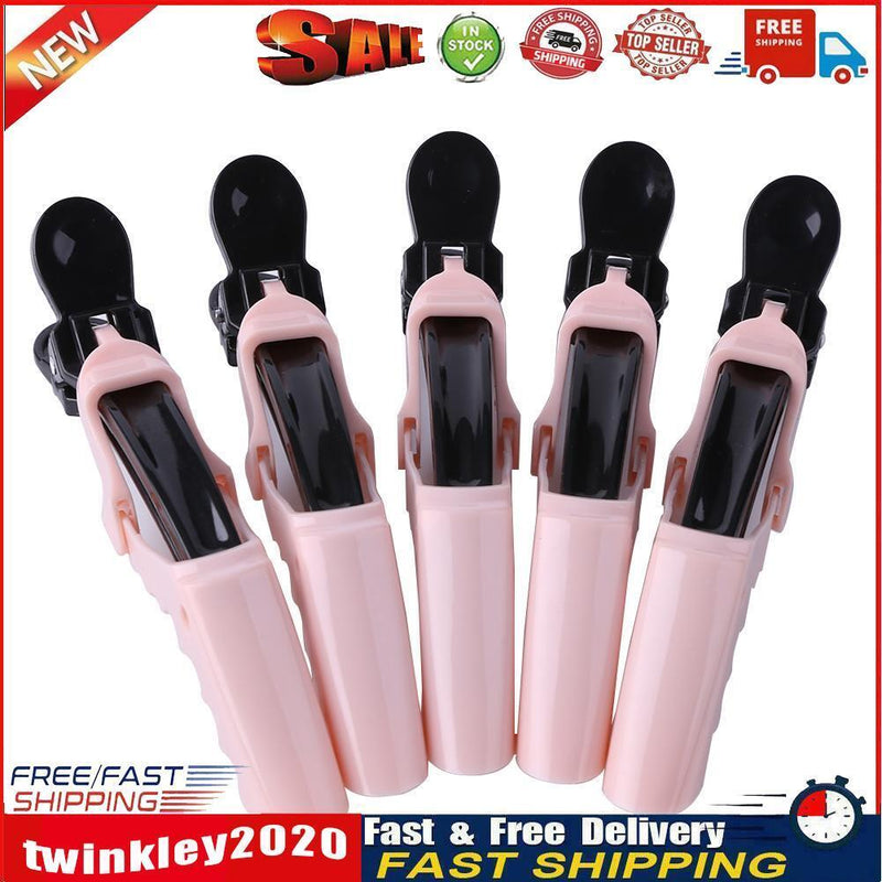 5pcs Crocodile Hair Sectioning Clips Salon Hair Styling Grip Clamps (Pink) Newly