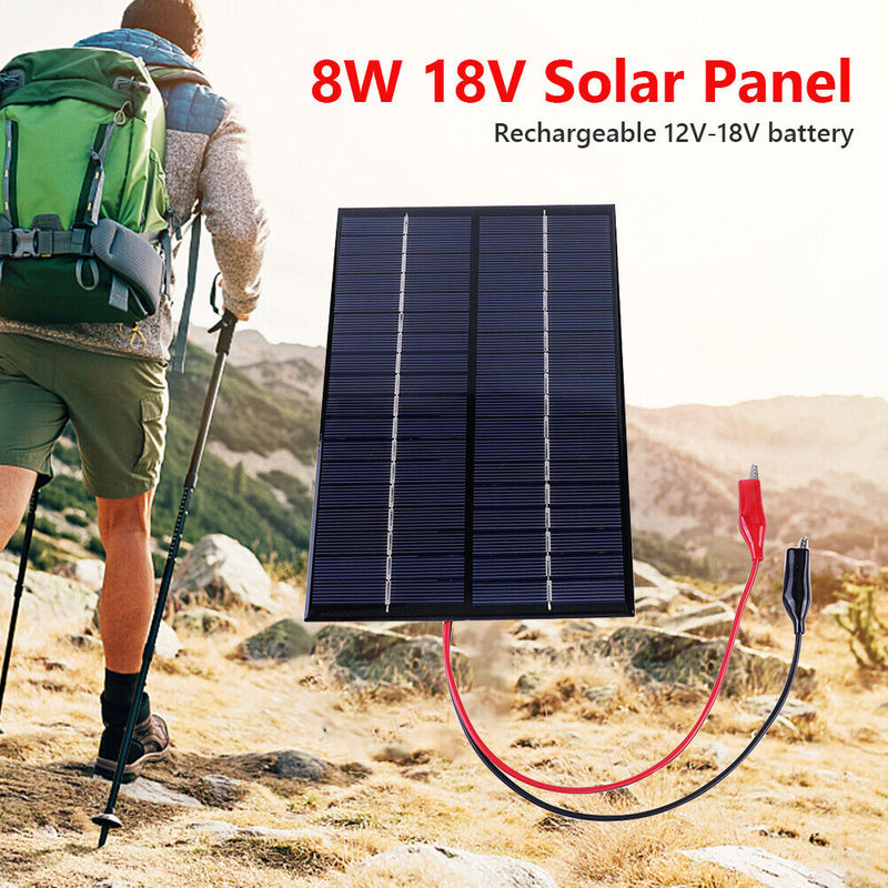 Waterproof Solar Panel 8W Polycrystalline Board 200x130mm for 12V-18V Batte
