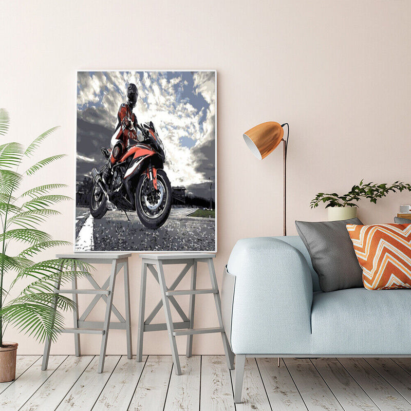 Motor Man Canvas Painted Oil Paint By Numbers Wall Art Modern DIY Bedroom Decor