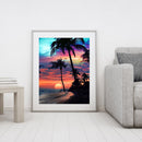 DIY Seaside Sunset Oil Paint by Numbers Drawing on Canvas Pictures Home Decor