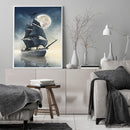 Oil Paint By Numbers Boat Frameless Picture Craft Kit for Home Living Room