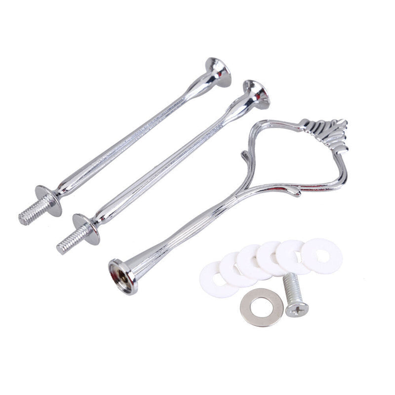 Set of 3 Tiers Cake Plate Stand Handle Fitting Party Crown Rod DIY Newly