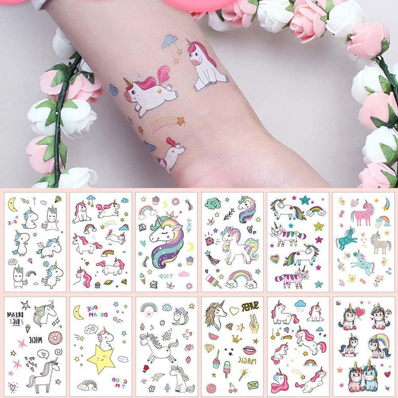 12pcs Cartoon Horse Waterproof Temporary Tattoo Stickers Children Body Art Newly