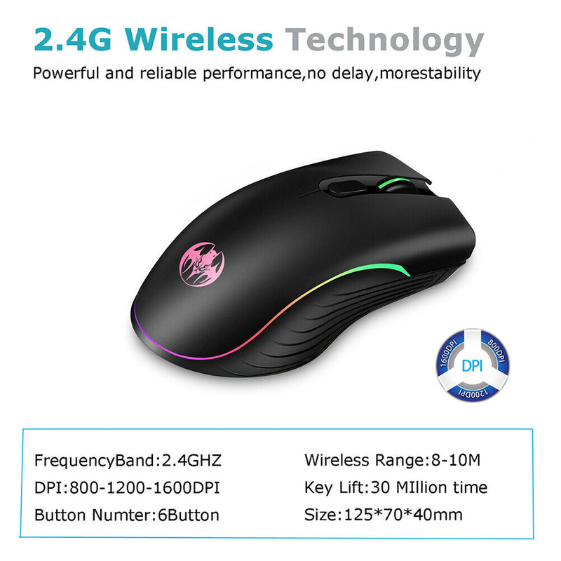 BLOODBAT M06 2.4GHz Wireless Mouse 7-Color Breathing Light Optical Mice for PC