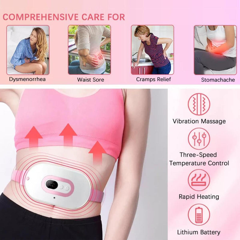 Menstrual Heating Pad Belly Wrap Belt Vibrating Massage with 3 Heat Levels: