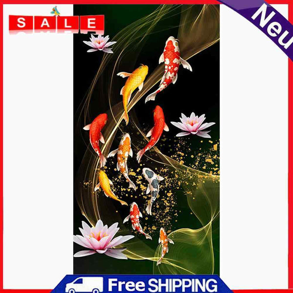 Koi Fish Lotus Diamond Painting Full Round Drill DIY Embroidery Kit 18x34