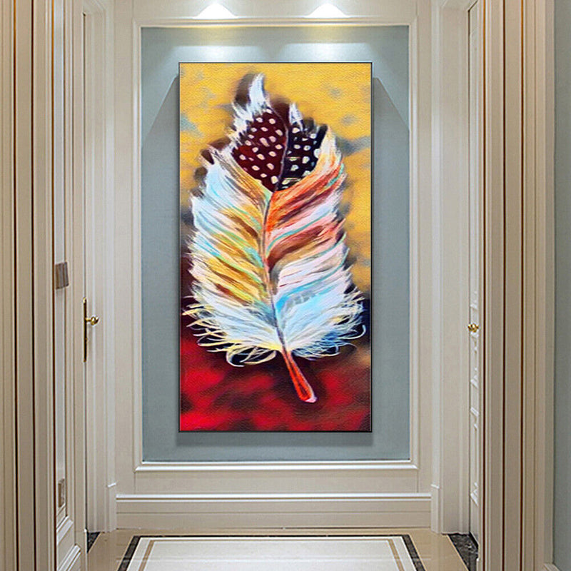 Abstract Feather Oil Paint By Numbers DIY Handpainted on Canvas Wall Art Pict