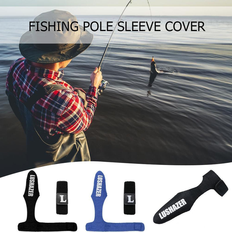 2pcs Fishing Pole Cover Fishing Rod Protector Cap+2pcs Rod Belt Strap Set