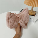 Fashion Women Winter Plush Pure Color Acrylic Chain Small Underarm Shoulder Bag