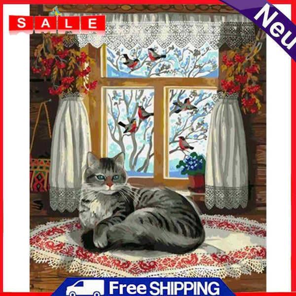 40x50cm Colorful DIY Paint By Numbers Carpet Kit Cat Animal for Decor Gift Art