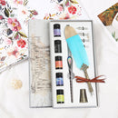 Gradient Feather Fountain Dip Pen Set Crystal Writing Pen Calligraphy Stationery