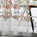 2PCS Peony Curtain Living Room Bedroom Home Door Window Curtain (Coffee)