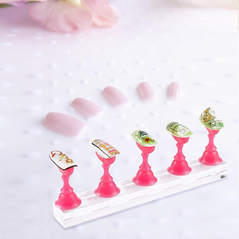 Magnetic Nail Holder Acrylic Crystal Shelf Training Display Stand (White