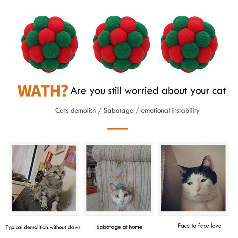 3pcs Pet Interactive Colorful Traning Bells Ball Kitten Play Chewing Bouncy T