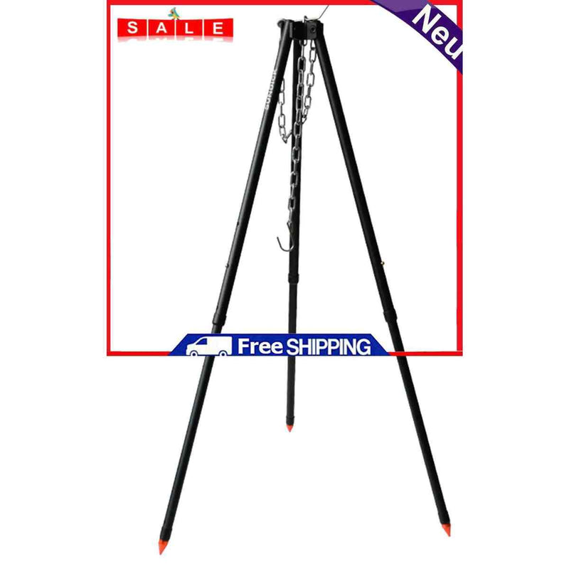 SUNDICK Campfire Tripod Outdoor Camping BBQ Cooker Hanger 3 Sections Adjustable