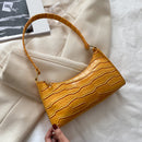 PU Alligator Pattern Underarm Bag Women Retro Solid Color Handbag (Orange)