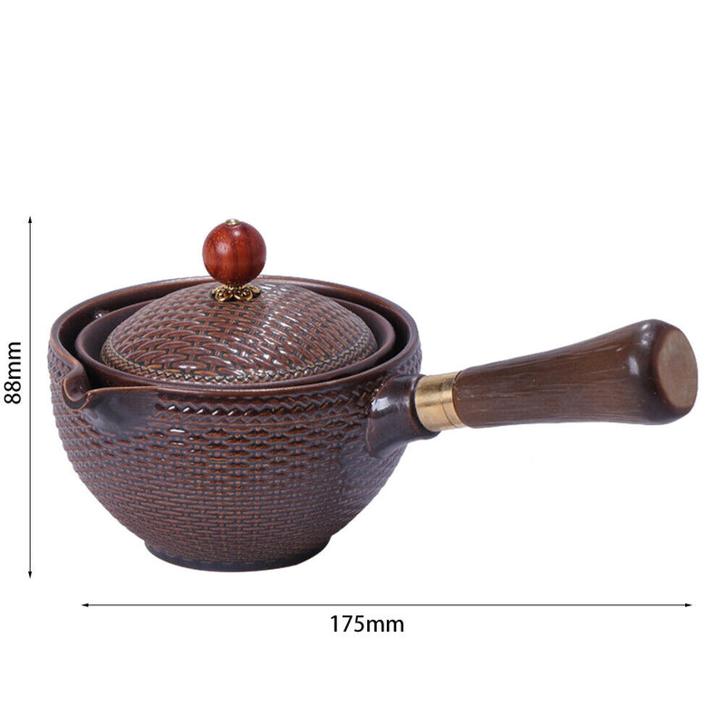 Portable Chinese Gongfu Kung Fu Tea Set Rotating Ceramic Teapot Teaware (C)