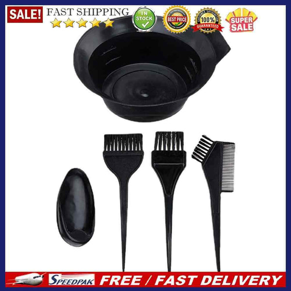 Hair Tint Dying Coloring Brush Bowl Set with Ear Caps Hairdressing Accessor