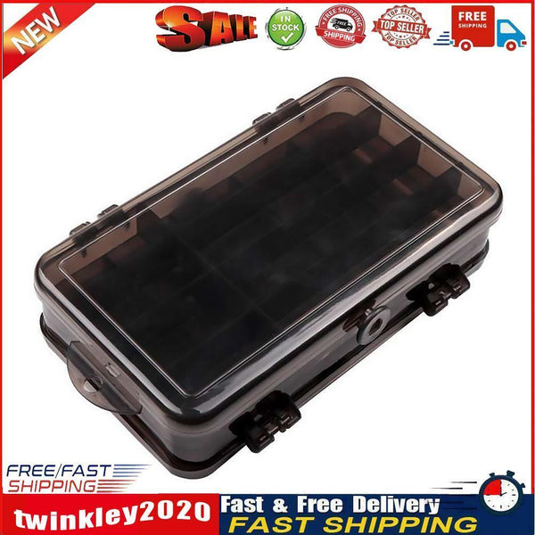Double Side Fishing Lure Box Bait Case Organizer Fishing Tool (Dark Grey) Newly