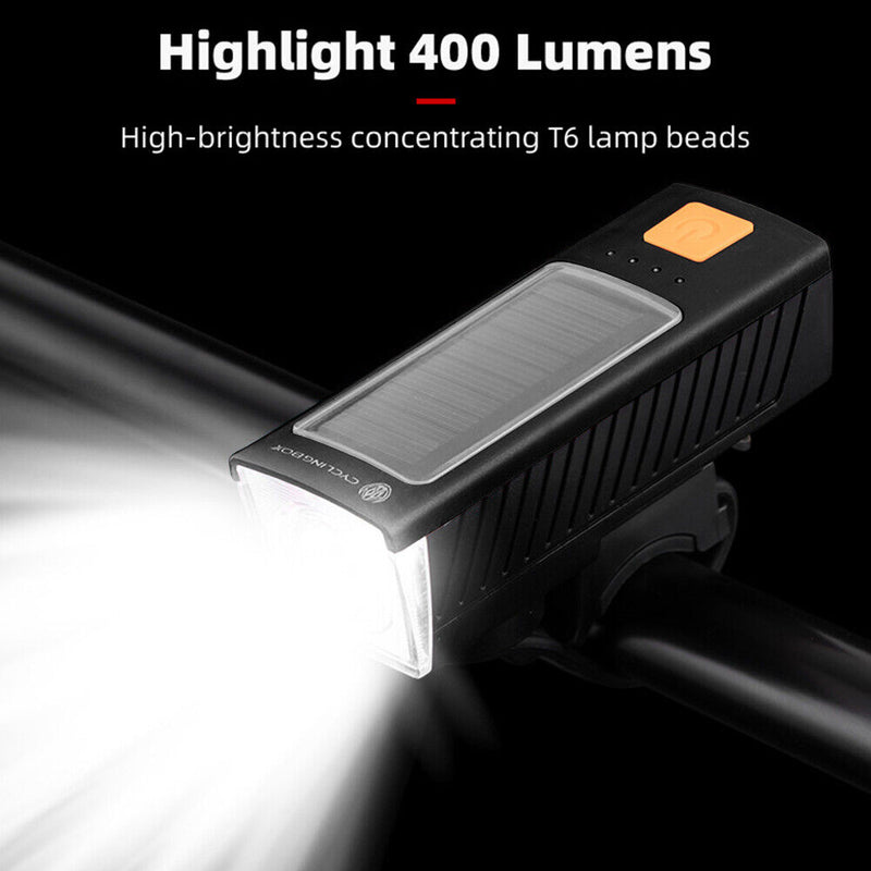 CYCLINGBOX T6 LED Bike Headlight Ring Bell Waterproof Warning Bicycle Lamp Horn