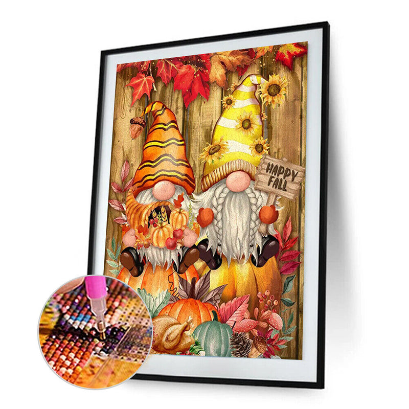 5D Rhinestone Pictures DIY Pumpkin Gnome Full Round Drill Diamond Painting Kit
