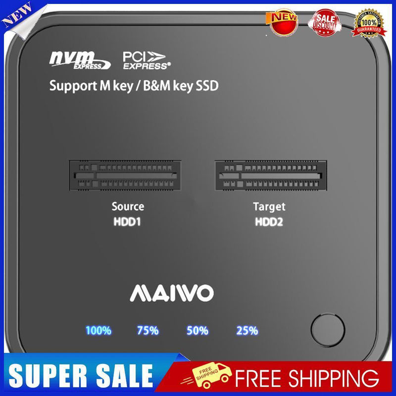 MAIWO K3016P Type C Hard Drive Docking M.2 SSD NVME Dual Bay Station (EU)