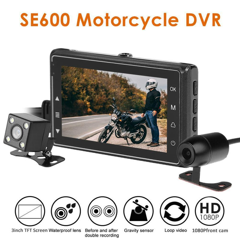 SE600 Motorcycle DVR Front+Rear View Dual Cameras Dash Cam G-Sensor Recorder