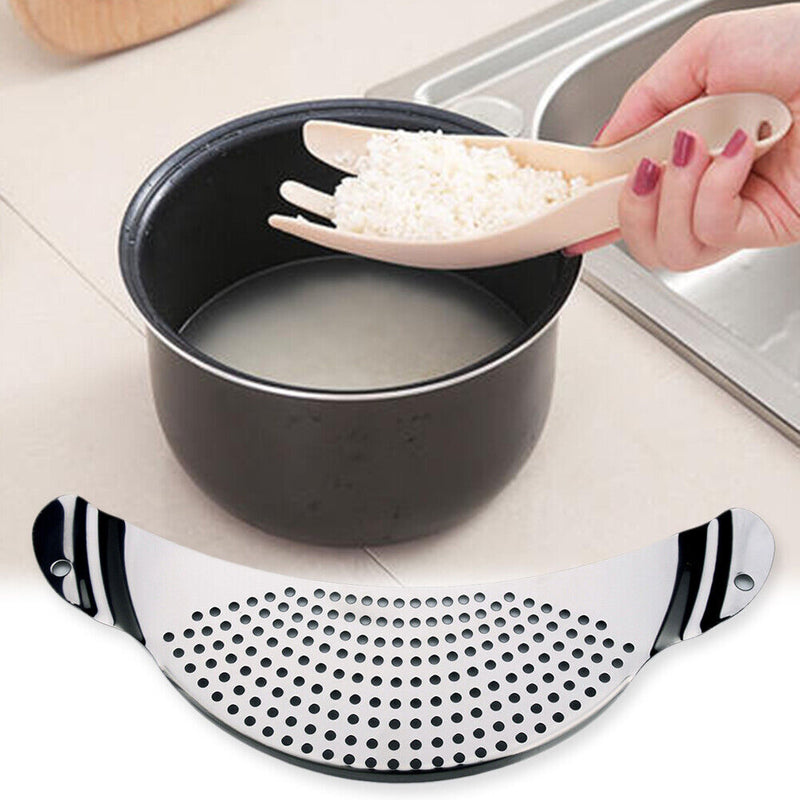 Stainless Steel Pot Funnel Strainer Rice Wash Basket Water Filter Drainer