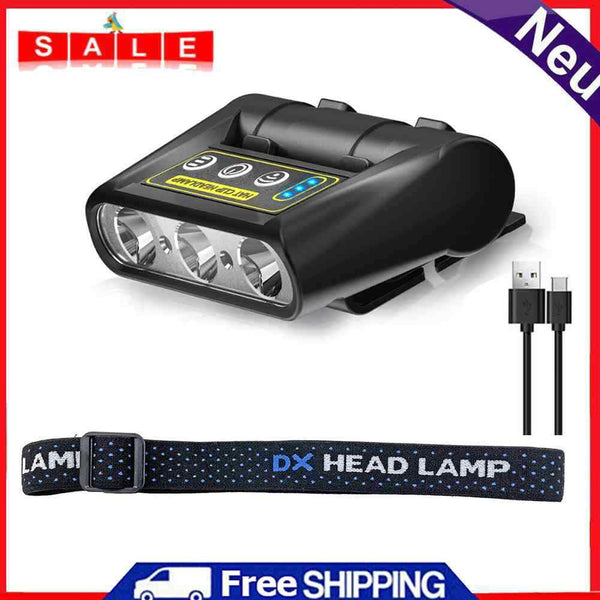 Strong Outdoor Head-mounted Camping Lamp Induction Sensor USB Headlight Hat
